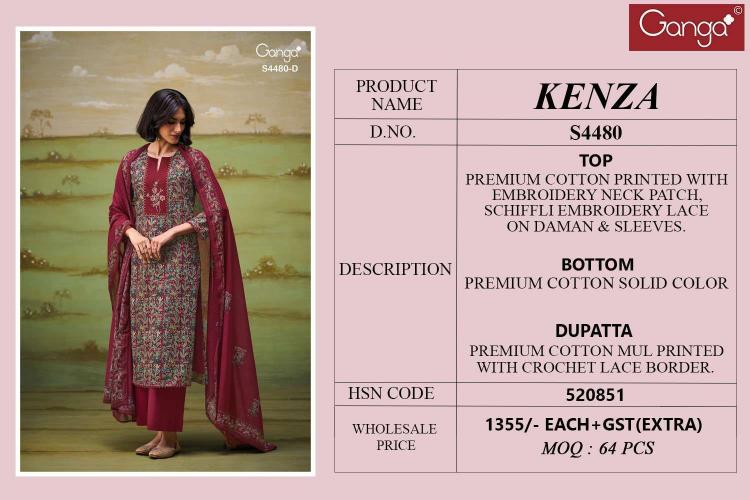 Ganga kenza 4480 wholesale dress materials in surat gujarat